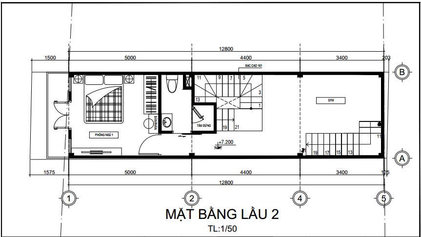 Bản vẽ thiết kế nhà 1 trệt 3 lầu sân thượng 46m2 ở Quận 5